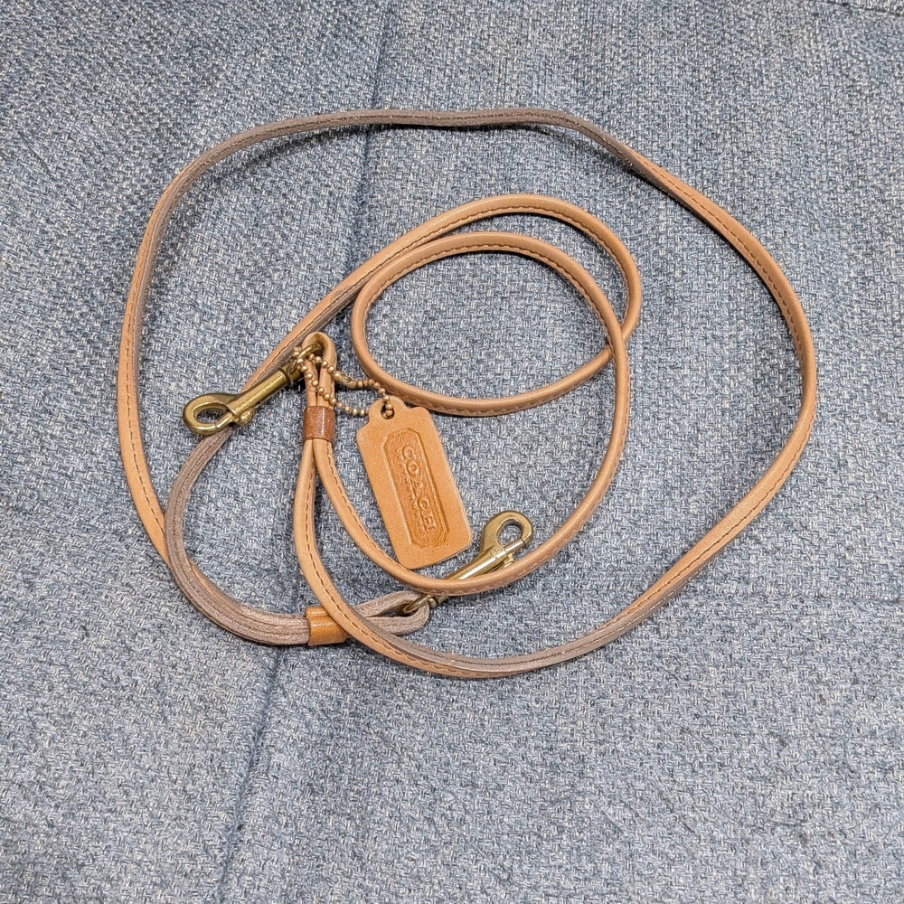 Coach Light Brown Leather Strap with Gold Accents